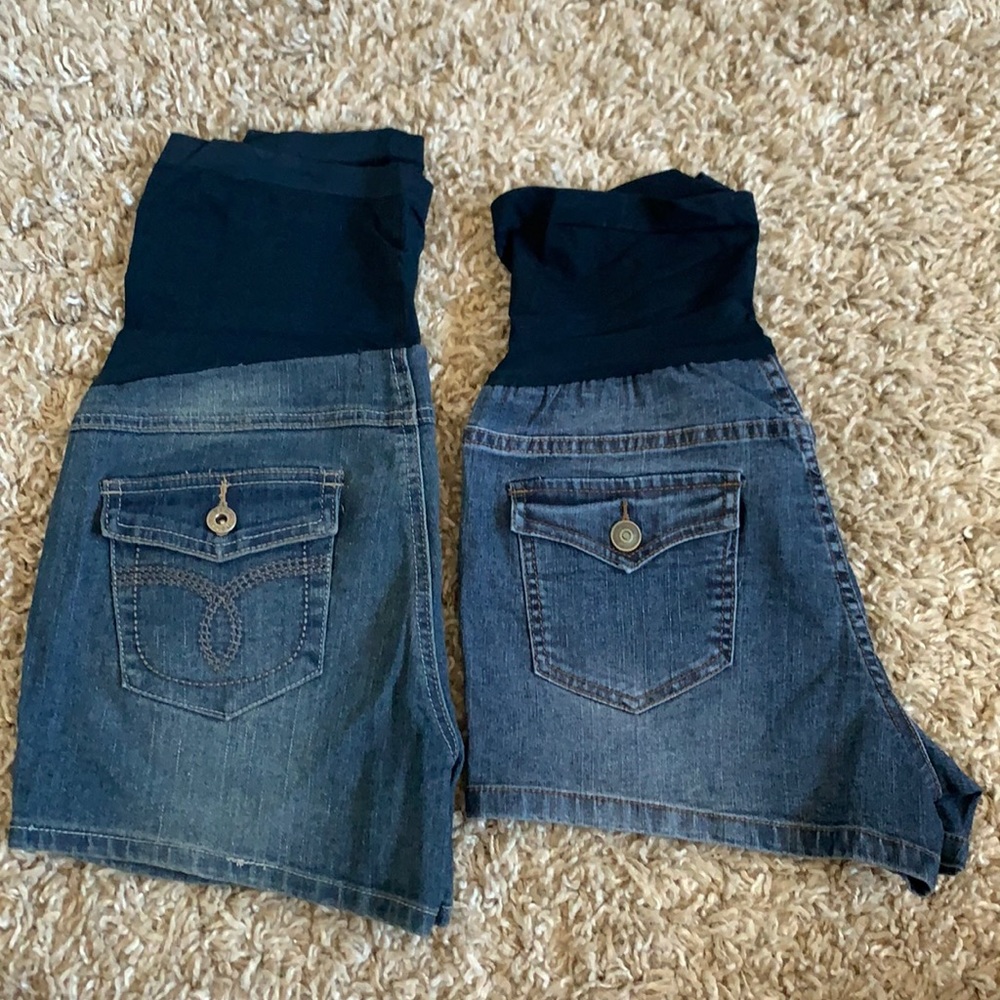 Maternity denim jean shorts lot bundle EUC